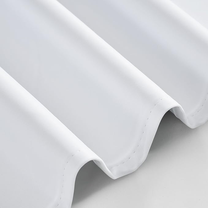 PONY DANCE White 100% Blackout Short Curtains for Kitchen Over Sink 45 inch Long 2 Panels Set, Black Out Small Window Curtains for Bathroom, Thermal Insulated Half Window Cafe Drapes, 34" W x 45" L