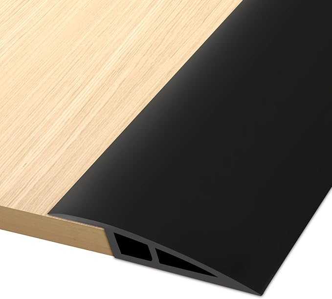 Vinyl Door Threshold Flooring Transition Strip Self Adhesive Carpet Edging Strip for Laminate Doorway Edge Threshold from 1/5" to 2/5" (Black, 3.3 Ft)