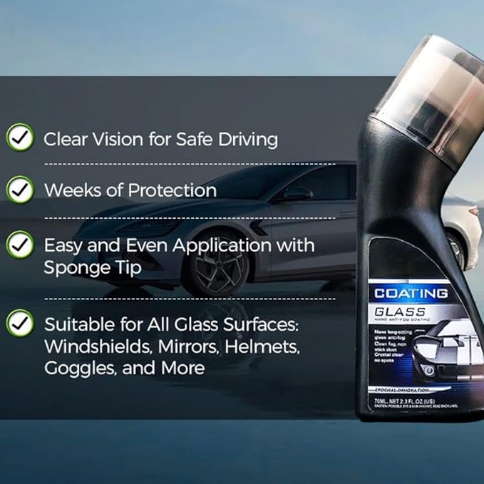 Micromolecular Anti-Fog Coating Wiper–Keeps Your Windshield Clear & Fog, Car Anti-Fog Agent with Applicator, Magic Gem Coating Glass, Anti Fog for Car Windshield,Windows,Mirrors,Glasses (1PCS)