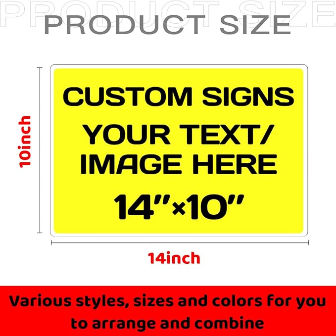 Repaly Personalized signs,Aluminum Weatherproof Metal Sign Multiple Sizes Custom Personalized Text And picture Here,hazard sign,garden sign,custom door sign,Customised business signs Yellow 14×10