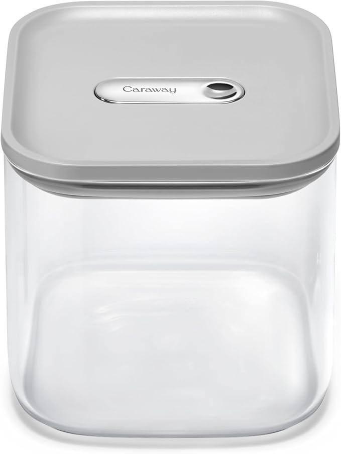 Caraway 2.5qt Glass Airtight Food Storage Container with Lid – Non-Toxic, BPA-Free Kitchen Storage Container – Stackable, Space-Saving Airtight Container for Dry Goods and More - Gray