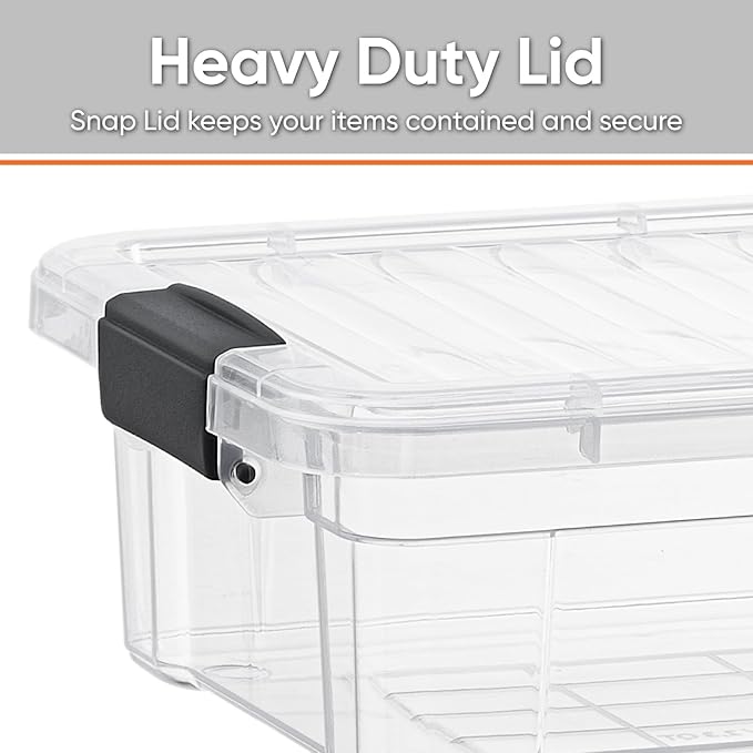 Superio Clear Storage Boxes with Lids, 4.5 Quart Plastic Container Bins for Organizing, Stackable Crates, BPA Free, Non Toxic, Odor Free, Organizers for Home, Office and Dorm, 4 Pack