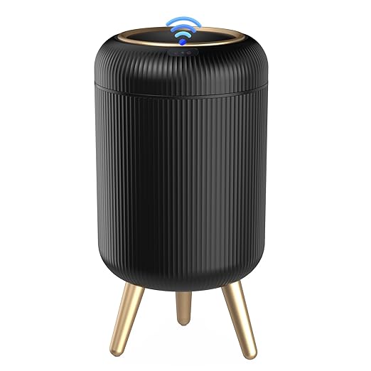 Bathroom Trash Can Automatic Touchless，3 Gallon Smart Motion Sensor Trash Bin with Lid，Plastic Black Garbage Can Wastebaskets with Removable Legs for Kitchen, Office, Toilet, Bedroom
