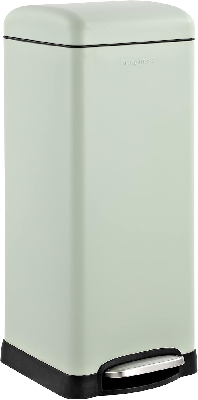 happimess HPM1007E Betty Retro 8-Gallon Step-Open Trash Can with Soft-Close Lid, Fingerprint Resistant, Modern, Minimalistic for Home, Kitchen, Laundry Room, Office, Bedroom, Bathroom, Mint Green