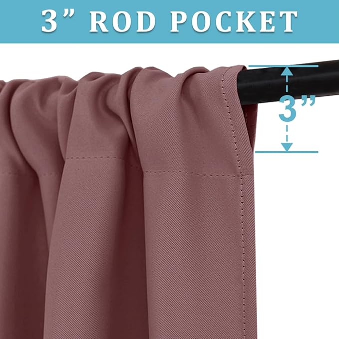 RYB HOME Small Curtains Blackout - Privacy Energy Efficiency Mini Curtains for Kids Bedroom RV Camper Windows Trailer Bathroom Kitchen Cabinet Window Tiers, W 29 x L 30, Dusty Rose, 2 Panels