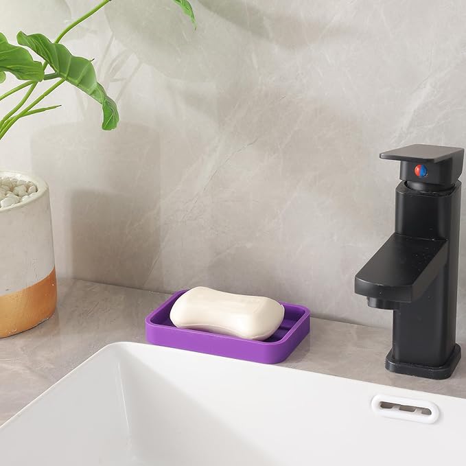 Silicone Kitchen Sink Organizer Tray for Multiple Usage,Easy Clean Sponges Holder for Kitchen Bathroom Counter or Sink,Dish Soap Dispenser,Scrubber,Bottle,Cup Purple 4.9”x 3.2”