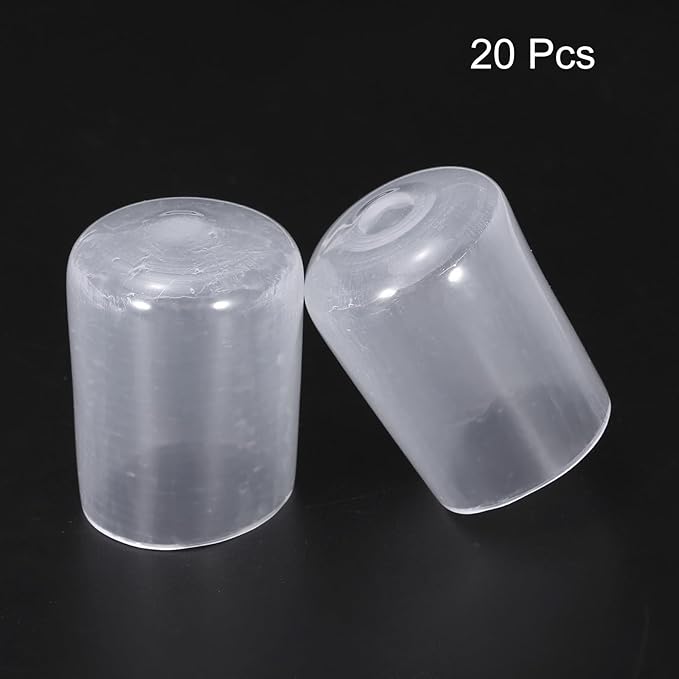 uxcell 20pcs Rubber End Caps 19mm(3/4") ID Vinyl PVC Round Tube Bolt Cap Cover Screw Thread Protectors Clear