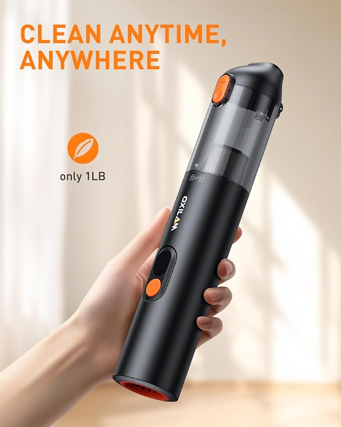 OXILAM Car Vacuum Portable - Handheld Vacuum Cordless 14000PA High Power, Blow & Suction 2 in 1, Up to 30 Mins Runtime, Cordless Vacuum Cleaner for Home, Pet, Car, Office (Black)