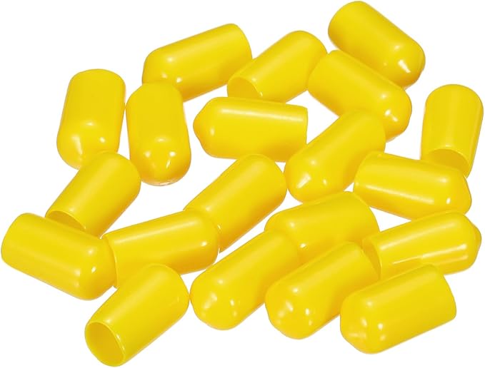 uxcell 20pcs Rubber End Caps 8mm(5/16") ID Vinyl PVC Round Tube Bolt Cap Cover Screw Thread Protectors Yellow