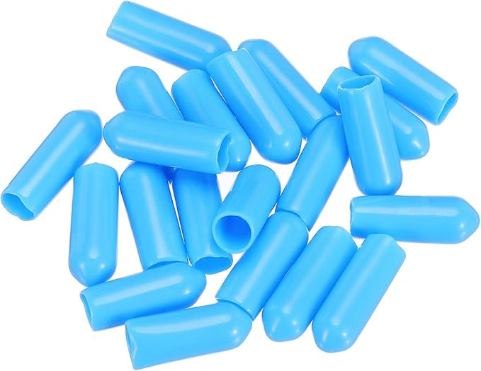 uxcell 20pcs Rubber End Caps 5mm(3/16") ID Vinyl PVC Round Tube Bolt Cap Cover Screw Thread Protectors,Light Blue