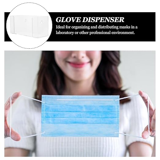 Acrylic Wall Mount Glove Dispenser and Mask Holder Storage Box for Laboratory and Office 2 in 1 Mask and Glove Organizer