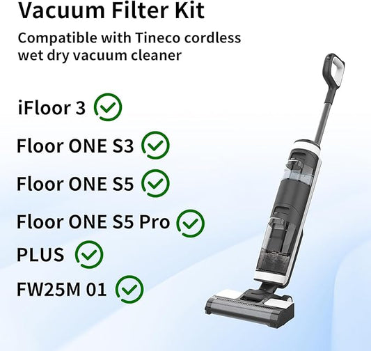 Vacuum Filter Replacement Compatible with Tineco iFloor 3, Floor ONE S3 & Floor ONE S5, Floor ONE S5 Pro Cordless Vacuum Cleaner, 4 Pack Replacement Filters