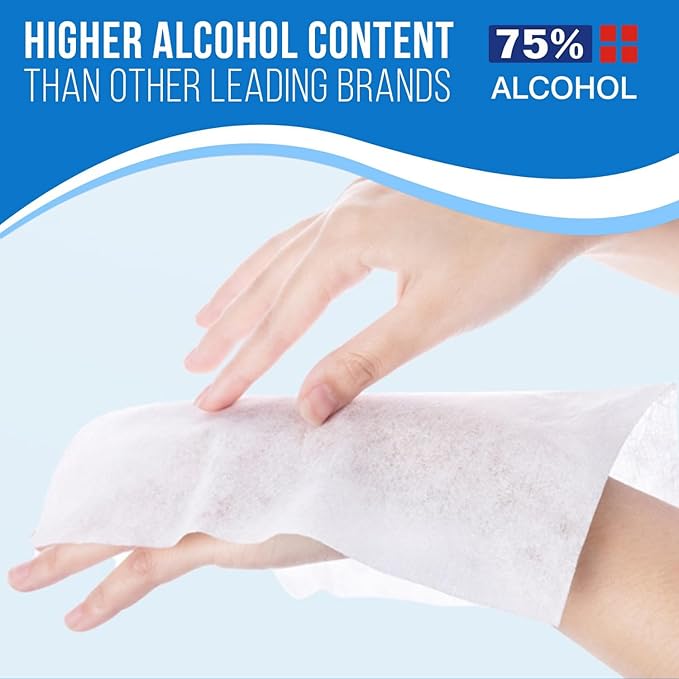 MagiCare 75% Large Alcohol Wipes (2 Canisters) - Hand Sanitizing Wipes - Hand Sanitizer Wipe, Unscented, Premium - Home, Classroom, Camping - 2, 100ct Canisters (200pcs)