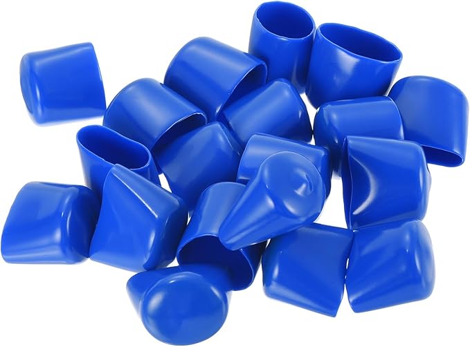 uxcell 20pcs Rubber End Caps 24mm ID Vinyl Round Tube Bolt Cap Cover Screw Thread Protectors Blue