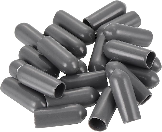 uxcell 20pcs Rubber End Caps 5mm(3/16") ID Vinyl PVC Round Tube Bolt Cap Cover Screw Thread Protectors Dark Grey
