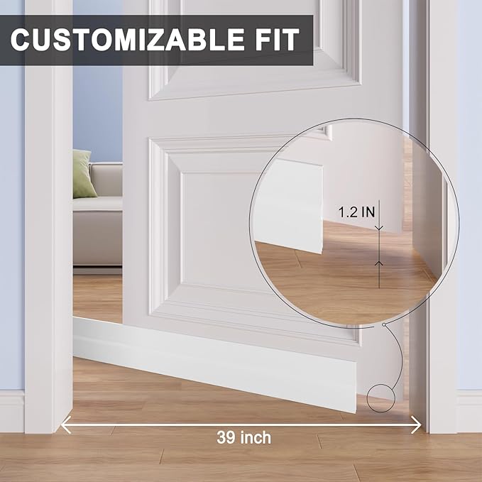 Door Draft Stopper,Door Sweep for Bottom of Door,Weather Stripping Door Seal Draft Guard Blocker Noise Cold Air Insulation Soundproofing for Exterior Interior Home Improvement(White, 39")