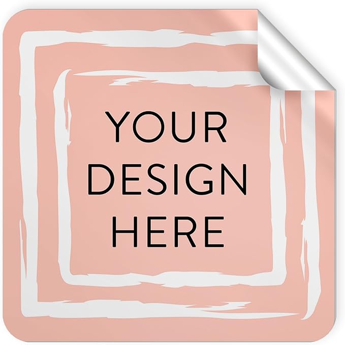 100 Custom Vinyl Stickers - Upload Your own Image, Text, Design, Logo - Personalized Logo Labels for Handmade, Packaging, Bottle, Jars, Candle, Brand Stickers (Peach, 1.5x1.5 Square)