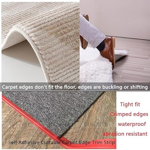 Self Adhesive Carpet Transition Strip with Edge Trim, Designed for Seamless Transitions from Carpet to Tile or Vinyl Floors, Perfect for Doorways.(Brown,30ft)