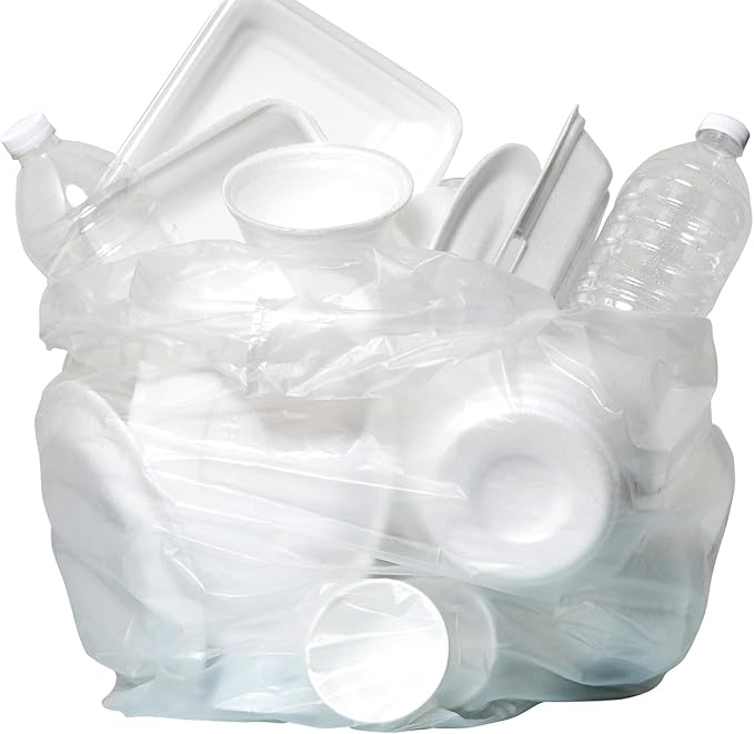 Aluf Plastics High Density Trash Bags, 30 Gallon, 500 Count, 10 Micron (eq), 30" x 37", Clear, for Bathroom, Office, Industrial, Commercial, Janitorial, Municipal, Recycling