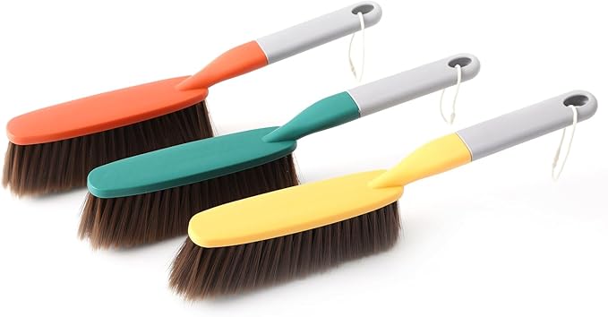 3 Pack 15" Soft Bristle Bed & Counter Cleaning Brush, Dusting & Crumb Debris Sweeping Brush, Comfortable for Car, Bed, Couch, Desk, Sofa, Furniture & Clothes, Small Particles & Hair Remover
