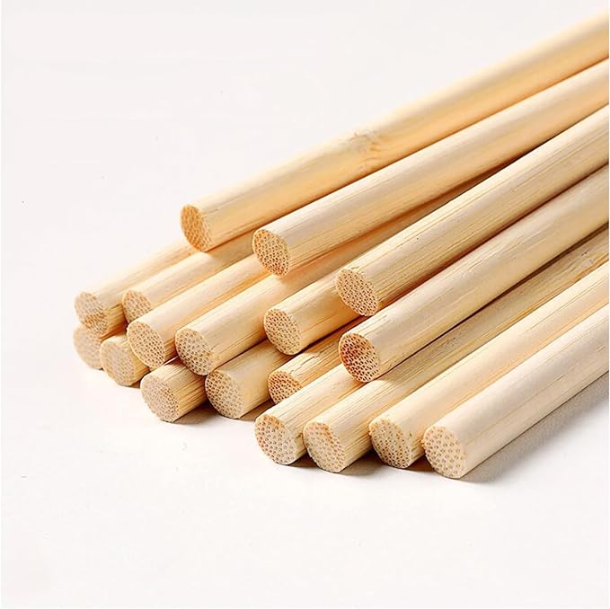 1/2 x 6 Inch 100 PCS Dowel Rods Wood Sticks Wooden Dowel Rods - Unfinished Bamboo Sticks - for Crafts and DIYers