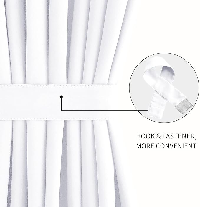 DWCN French Door Curtains – Rod Pocket Thermal Curtain for Doors with Glass Window, Kitchen and Patio Doors for Privacy, 36 X 80 Inches Long, 1 Curtain Panel with Tieback, Pure White