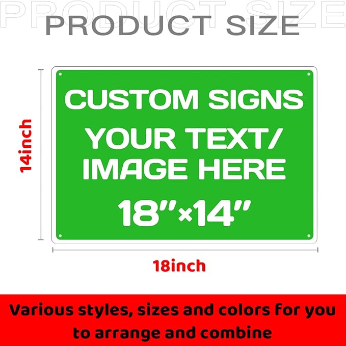 Personalized Aluminum Weatherproof Metal Signs - Custom Text & Picture, Multiple Sizes, Hazard, Garden, Custom Door, Business Signs