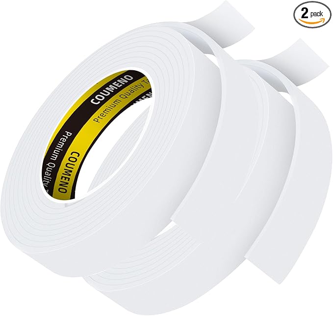 2 Pack Single-Sided Adhesive Foam Tape 1inX9.84FT Single-Sided Sealing Strip Foam Pad Sponge Tape Window Weatherproof White