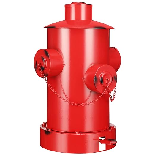Hoolerry Fire Hydrant Trash Can Retro Creative Garbage Can with Inner Bucket Large Capacity Wrought Iron Pedal Trash Can Indoor Outdoor Waste Bins for Park Garden Kitchen Garbage (Red, Large)