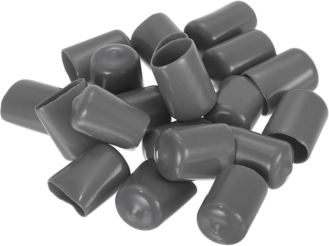 uxcell 20pcs Rubber End Caps 18mm ID Vinyl PVC Round Tube Bolt Cap Cover Screw Thread Protectors Dark Grey