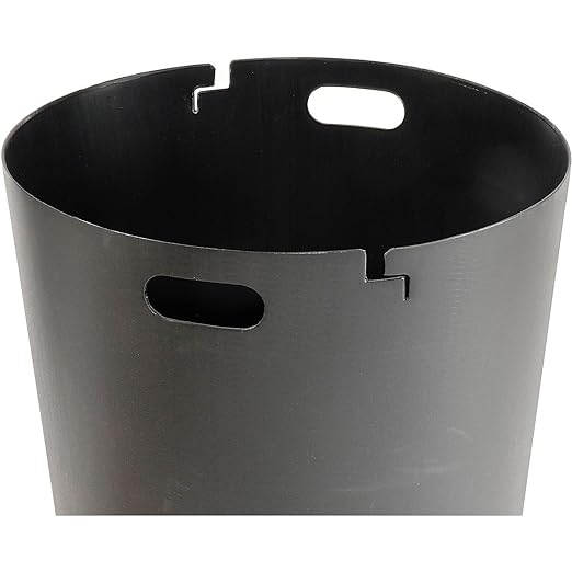 Global Industrial 36 Gallon Outdoor Slatted Steel Round Trash Can with Flat Lid, Plastic Liner & Anchor Kit Included, 28" W x 36" H, Commercial & Industrial Trash Can, Black