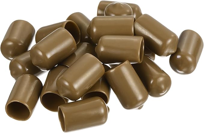 uxcell 20pcs Rubber End Caps 13mm ID Vinyl PVC Round Tube Bolt Cap Cover Screw Thread Protectors Light Brown