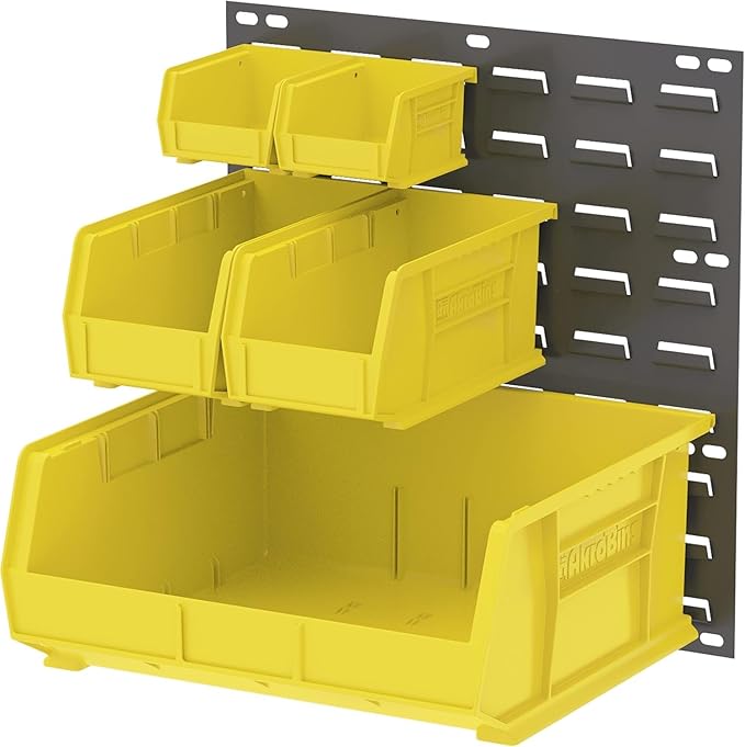 Akro-Mils 30210 AkroBins Plastic Storage Bins, Space-Saving Stackable Bins for Garage, Pantry, Craft Organization, 5-" x 4-" x 3-", Yellow, 24-Pack