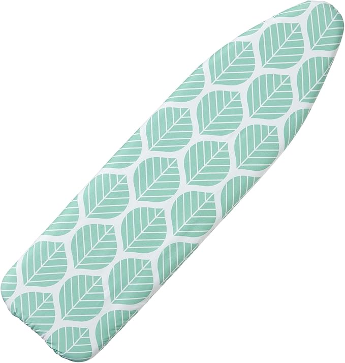 Ironing Board Cover and Pad, Standard Size 15 x 54, Thick Padding with Elasticized Edges, Heat Reflective with Hook and Loop Fasteners, 3 Layers Iron Board Cover (Green Leaf)