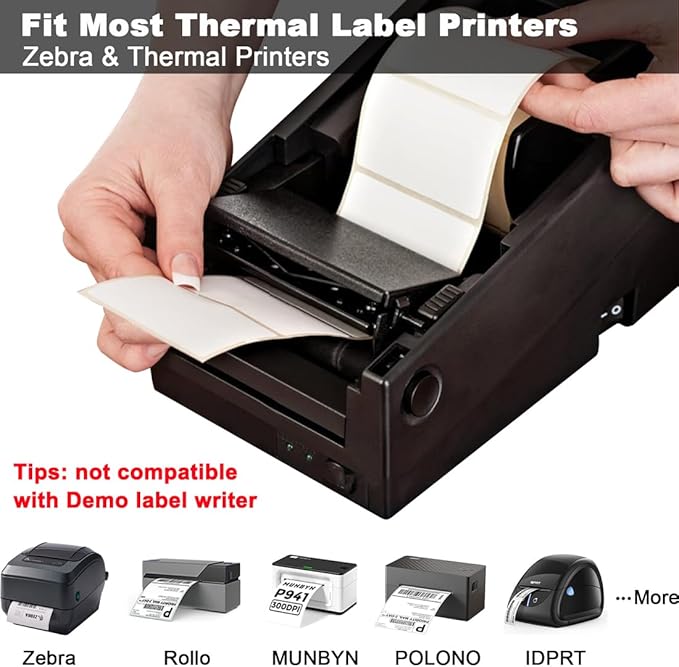 2.25 x 1.25 Thermal Labels, Printable Blank Label Stickers 6000 Label Papers for Barcode Labels, FNSKU, Mailing, Shipping, Compatible with Rollo, Zebra and More Thermal Printer