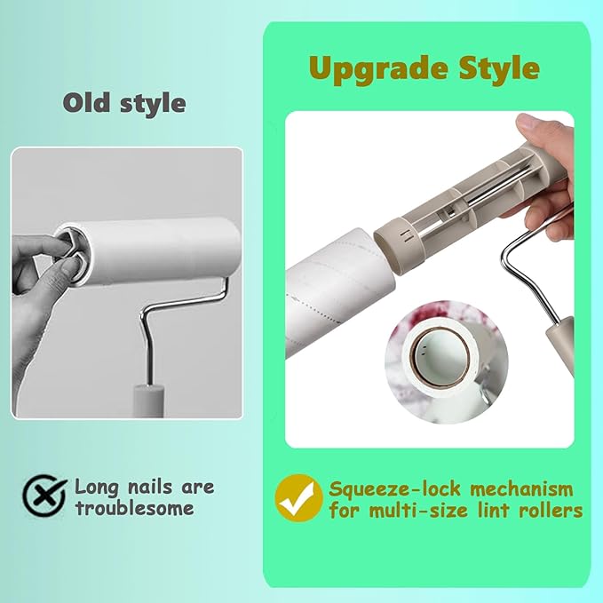 Extra Sticky Large Surface Lint Roller, 6.3'' Giant Lint Roller for Pet Hair, 450 Sheets/ 5 Refills, Long Handle Lint Remover for Clothes, Furniture, Dog & Cat Hair Remover