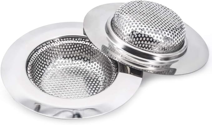 Kitchen Sink Strainer Stainless Steel Sink Strainer with Large Wide Rim 4.5" for Mesh Sink Strainer, Bathroom, Slop, Laundry, RV, Lavatory, Large (Pack of 2)