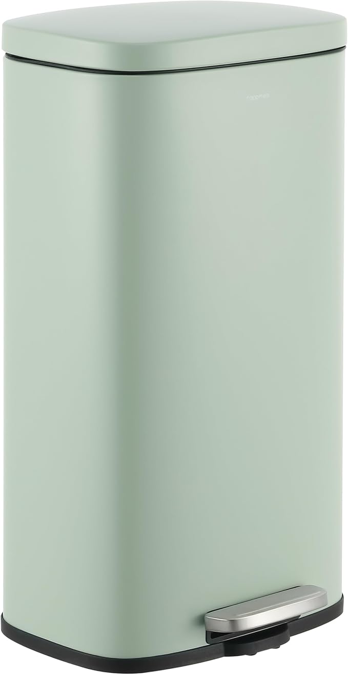 happimess HPM1011H Curtis 8-Gallon Step-Open Trash Can, Fingerprint Resistant, Modern, Minimalistic for Home, Kitchen, Laundry Room, Office, Bedroom, Bathroom, Pistachio Gelato