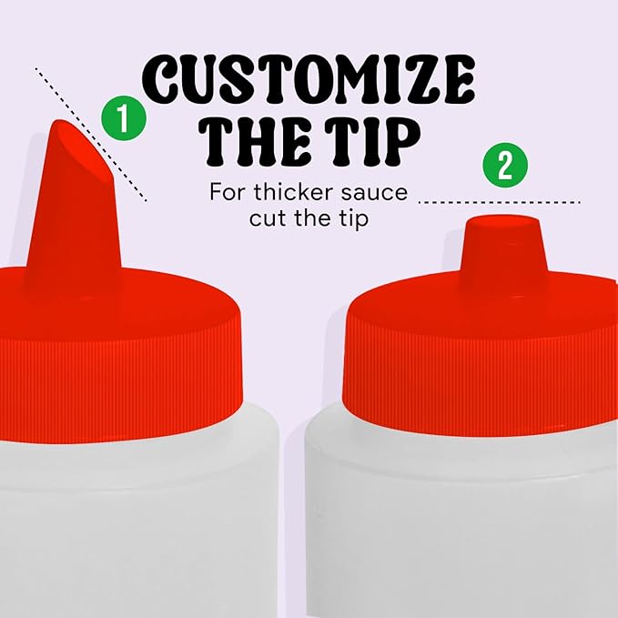 Norcalway 12 oz Condiment Squeeze Bottles for Sauces - Leak Proof Oil, Syrup, Dressing Squirt Bottles - 3 Pack