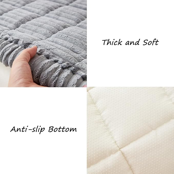 Couch Cover for Dogs Washable, Fuzzy Pet Couch Covers for 3 Cushion Sofa Pet Friendly, Non Slip Sofa Cover (Light Gray, 27.6" x 82.7"/70 x 210cm)