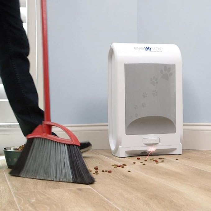 EyeVac Pet Touchless Vacuum Automatic Dustpan - Ultra Fast & Powerful - Great for Sweeping Cat Dog Pet Hair Food Dirt Kitchen, Corded Canister Vacuum, Bagless, Automatic Sensors, 1400 Watt (White)