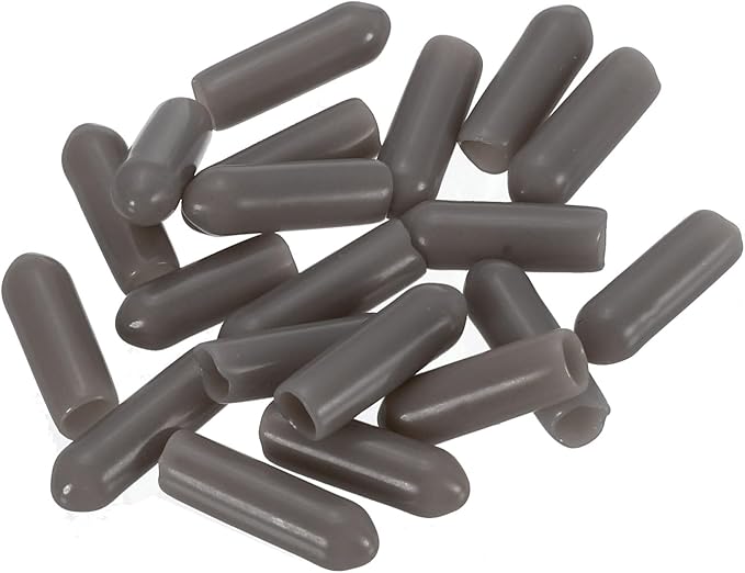 uxcell 20pcs Rubber End Caps 4mm(0.2") ID Vinyl PVC Round Tube Bolt Cap Cover Screw Thread Protectors,Brown