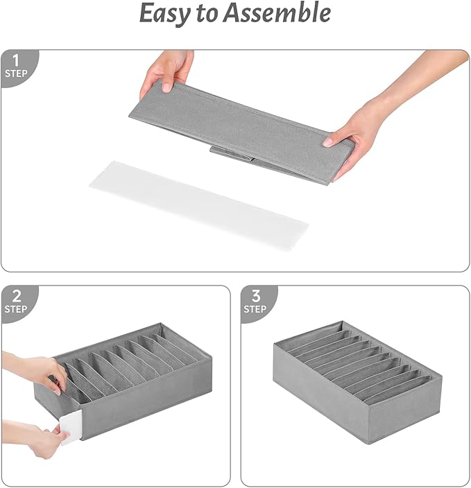 4 Packs T-shirt Drawer Organizers for Clothing,10 Grids Compartment Wardrobe Storage Box, Washable Clothes Organizer for Folded Clothes, T-shirt, Legging, Silk Scarve