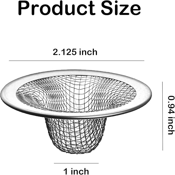 10PCS Mesh Sink Drain Strainer Hair Catcher, 2.125'' Stainless Steel Slop Basket Filter Trap, Bathtub Sink Drain Screen Filter Cover Mesh Bathroom Bathtub RV Laundry Lavatory Balcony Utility