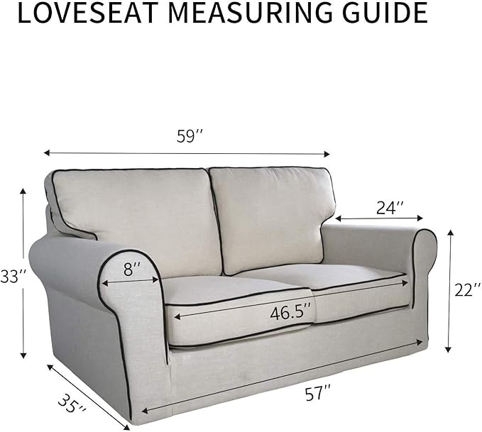 PureFit Reversible Quilted Sofa Cover, Water Resistant Slipcover Furniture Protector, Washable Couch Cover with Non Slip and Elastic Straps for Kids, Pets (Loveseat, Classic Blue/Ivory)