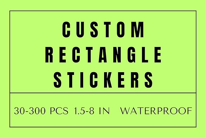 Custom Rectangle Stickers for Business Logo, Custom Rectangle Labels for Candle Jar Coffee, 30-300 pcs, Waterproof Glossy Vinyl Stickers, Upload Your Design (8x2.5 in)