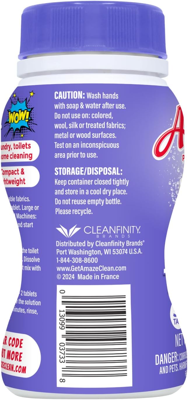 AMAZE Ultra Concentrated Bleach Tablets [32 tablets] - Lavender Scent - for Laundry, Toilet, and Multipurpose Home Cleaning. No Splash Liquid Bleach Alternative