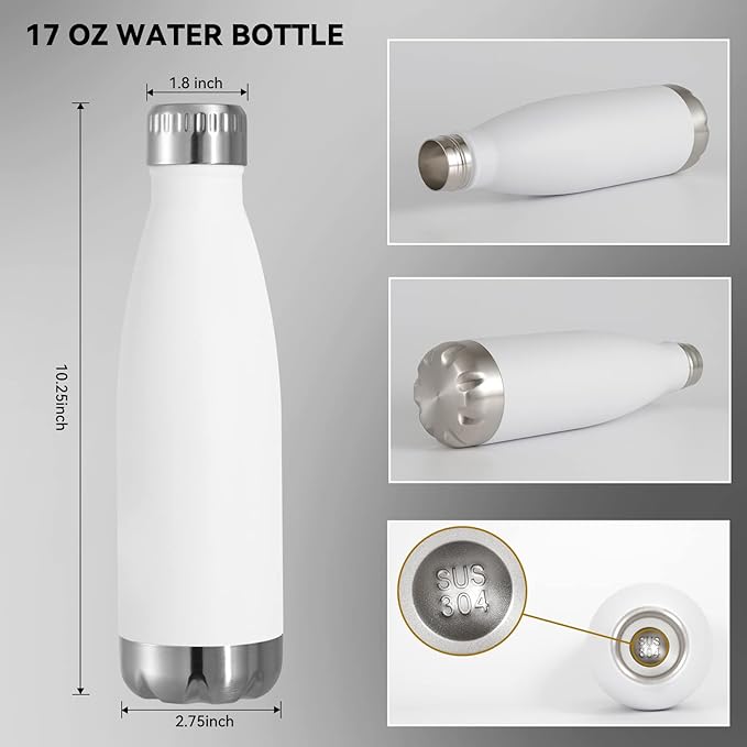 VEGOND 17oz Stainless Steel Water Bottles, Reusable Metal Sports Water Bottle Keeps Drink Hot and Cold, BPA Free Double Wall Vacuum Cola Shape Insulated Water Bottle for Camping Gym, 1 Pack