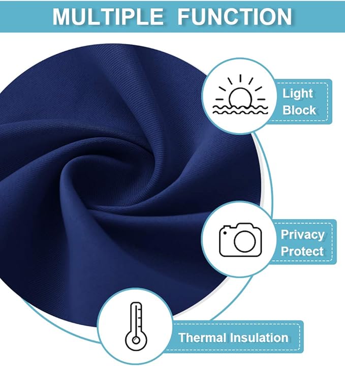 RYB HOME 45 inch Length Curtains for Kitchen, Room Darkening Narrow Window Drapes Thermal Insulated Privacy Covers for Basement RV Camper, W 34 x L 45 inch, Set of 2, Marine Blue