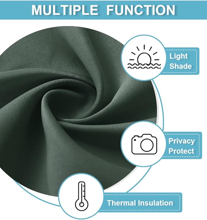 RYB HOME Short Blackout Curtains 36 inches Length for Cafe - Insualting Privacy Curtains for Kids Bedroom Kitchen Bathroom Basement Cabinet Tiers Drapes, 34 Width x 36 Length, 2 Panels, Dark Green